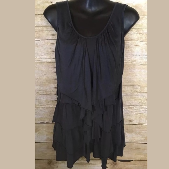 Anthropologie Tops - Anthro Deletta Gray Ruffle Tank Size Small